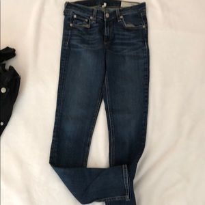 Straight leg dark wash jeans